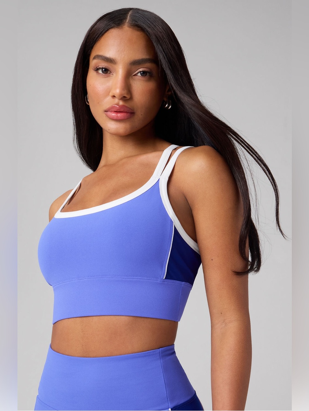 Fabletics Principal Color Block Longline Medium Impact Bra